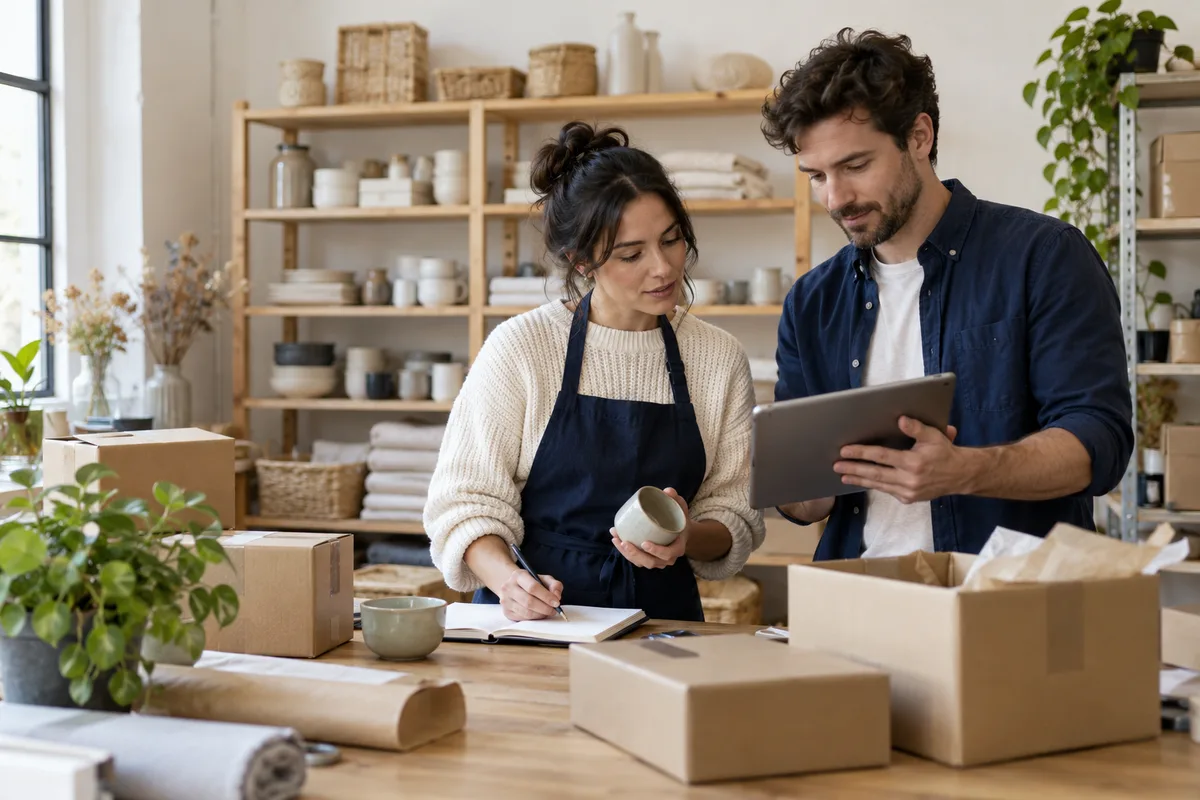 Illustrative retail team reviewing an order