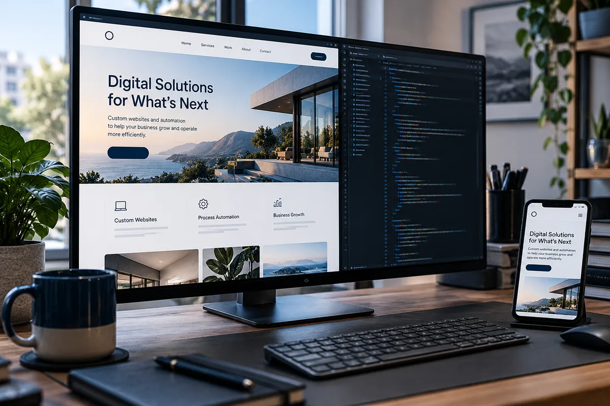 Espacio de trabajo de desarrollo del sitio web ilustrativo